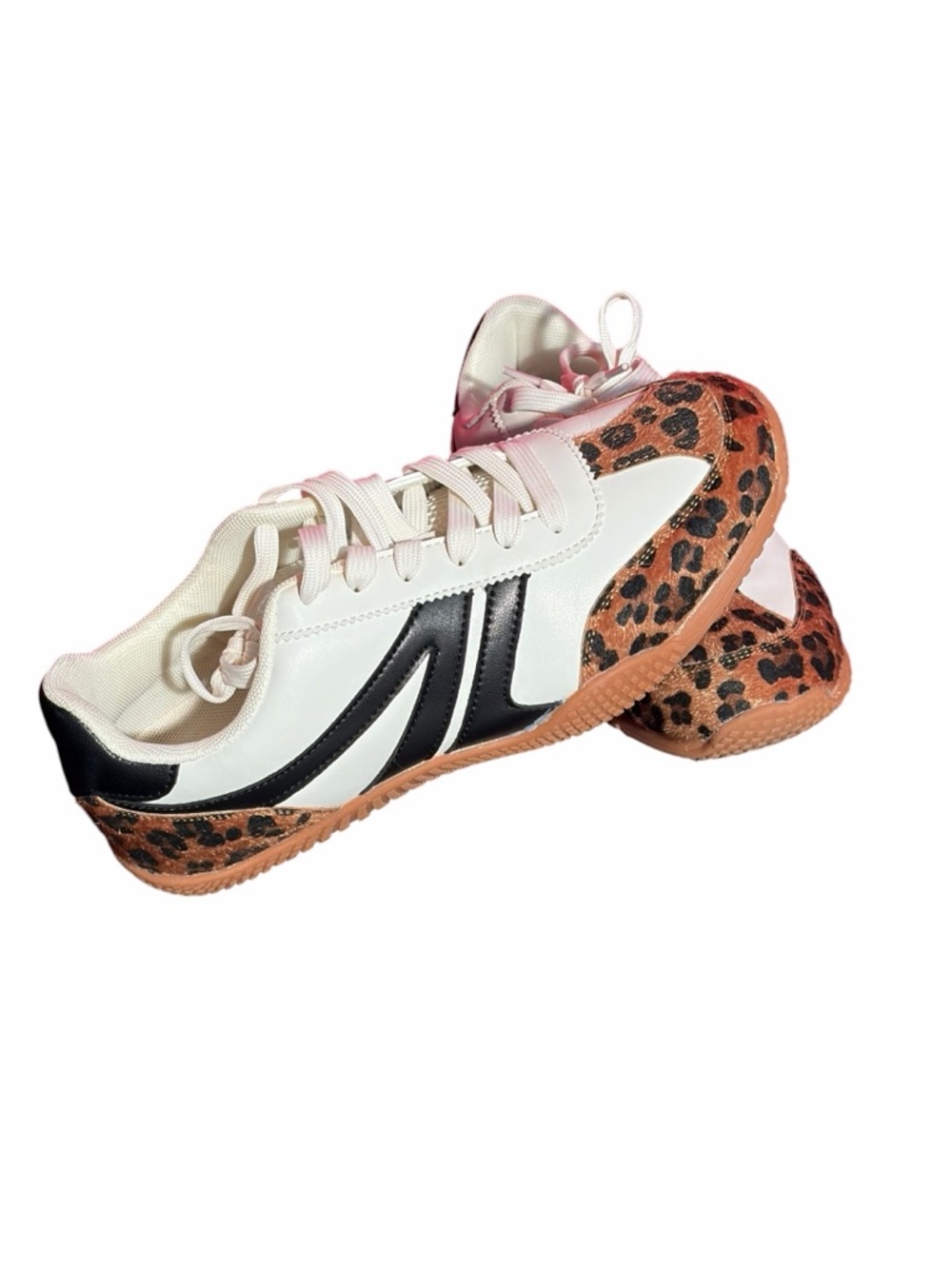 Berness Leopard Print Platform Sneakers White Black Women’s Size 10